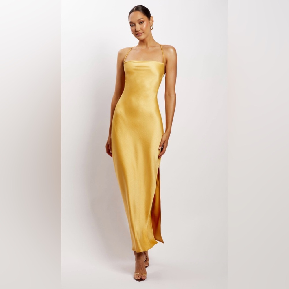 SYDNEY Straight Neck Slip Maxi Dress - Yellow NWT